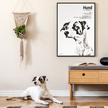 Laden Sie das Bild in den Galerie-Viewer, Dein Haustier als Portrait Artwork auf einem Poster mit Druck & Bilderrahmen