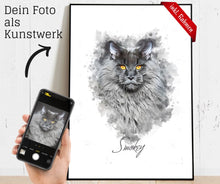 Laden Sie das Bild in den Galerie-Viewer, Dein Haustier als Portrait Artwork auf einem Poster mit Druck &amp; Bilderrahmen

