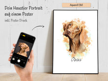 Laden Sie das Bild in den Galerie-Viewer, Dein Haustier als Portrait Artwork auf einem Poster mit Druck & Bilderrahmen