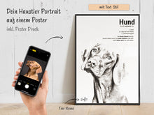 Laden Sie das Bild in den Galerie-Viewer, Dein Haustier als Portrait Artwork auf einem Poster mit Druck & Bilderrahmen