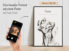Laden Sie das Bild in den Galerie-Viewer, Dein Haustier als Portrait Artwork auf einem Poster mit Druck & Bilderrahmen