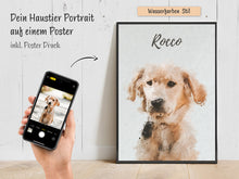 Laden Sie das Bild in den Galerie-Viewer, Dein Haustier als Portrait Artwork auf einem Poster mit Druck & Bilderrahmen