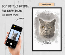 Laden Sie das Bild in den Galerie-Viewer, Dein Haustier als Portrait Artwork auf einem Poster mit Druck &amp; Bilderrahmen
